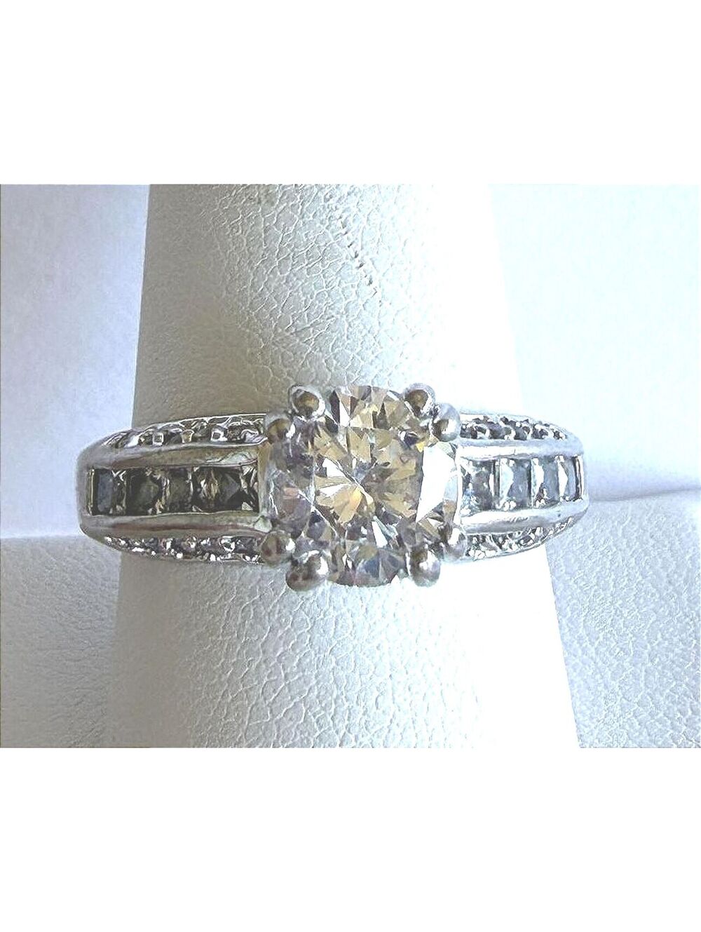 Sterling Silver Cubic Zirconia Engagement Ring 9.5 Size